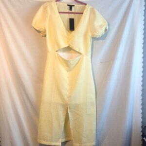 Forever 21 Yellow and White Cut Out Dress